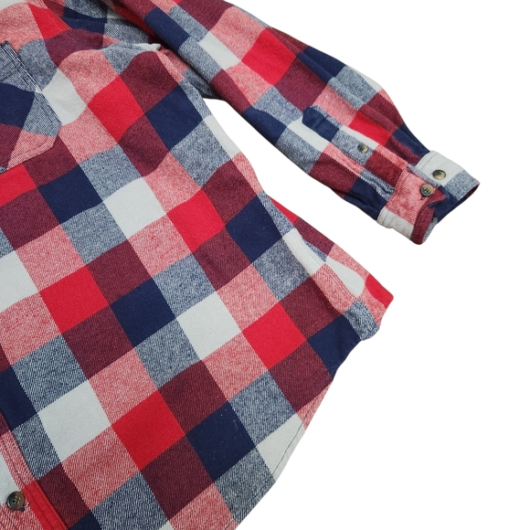 CE Schmidt Workwear Flannel Shirt Mens 2X Blue Red Gray Plaid Thick 100% Cotton - Picture 7 of 9